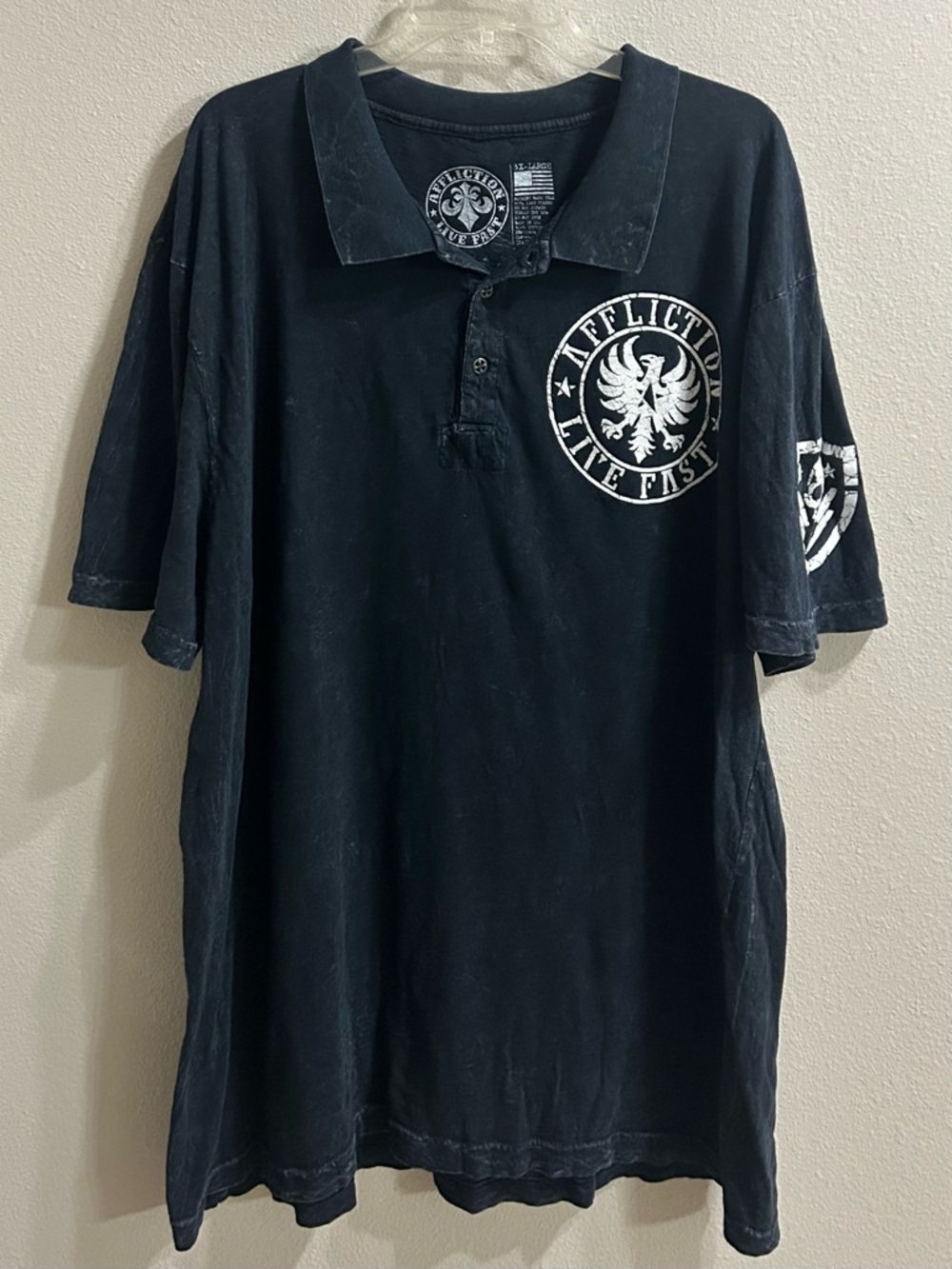 Affliction Shirt Mens Size 3X Polo Grunge Biker Alt Rock Y2K Style Streetwear